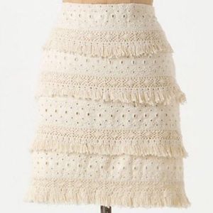 Anthropologie Tiered Fringe Skirt NWT